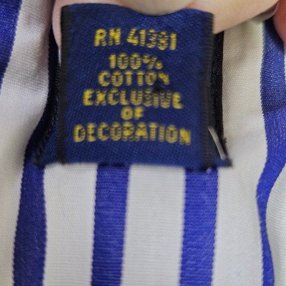 Ralph Lauren Womens Pennant Blouse Nautical Flag Button Down Striped Embroider M - Picture 13 of 16